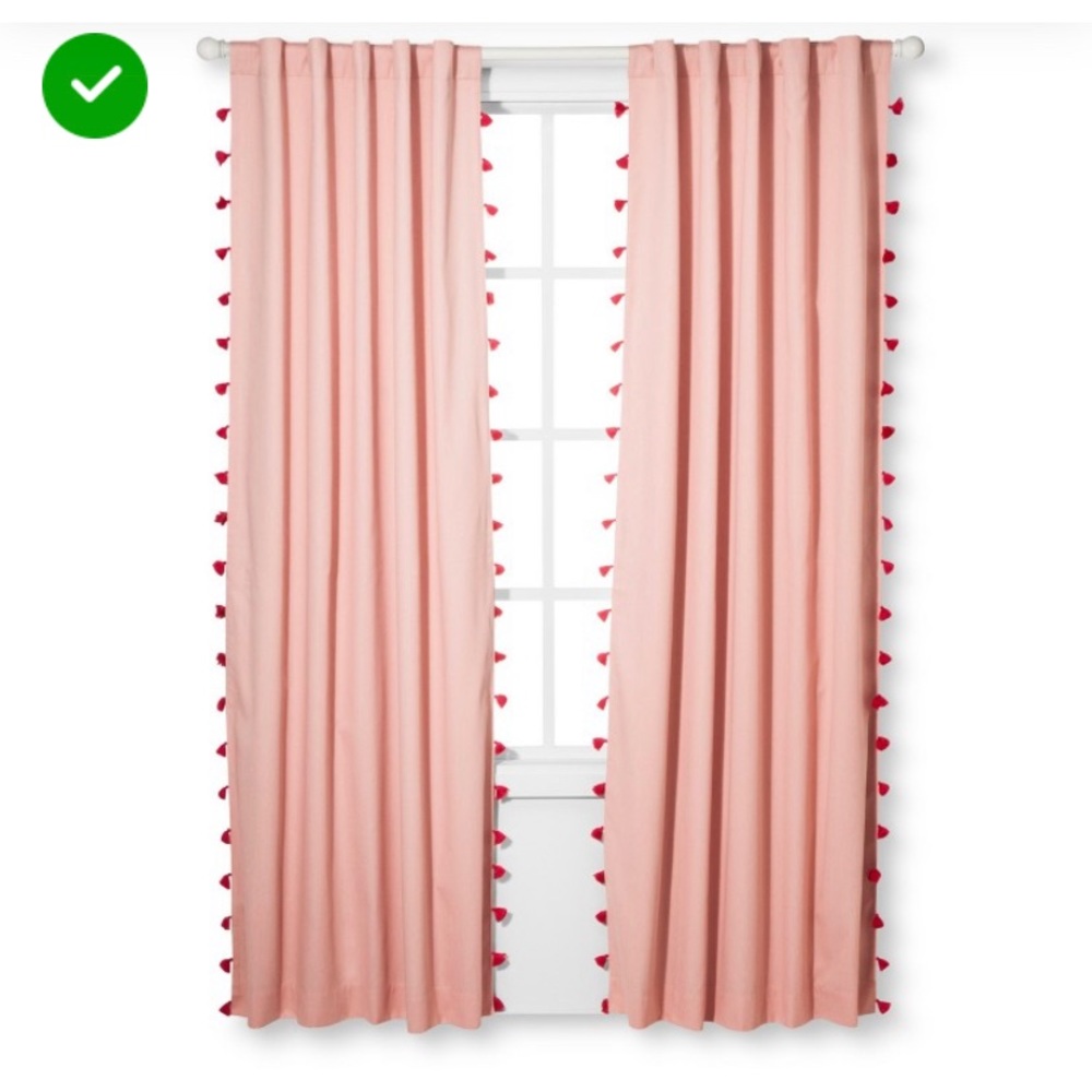 Pink tassel curtains